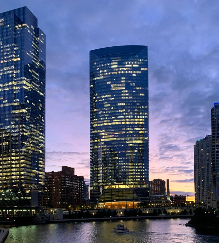 Cresset Building at Dusk