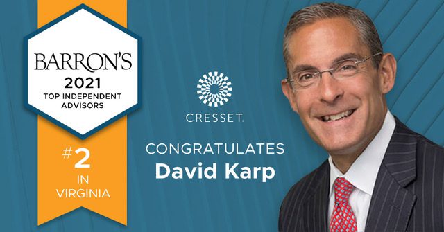 David Karp #2 in Virginia - Barrons 2021 Top Independent Advisors