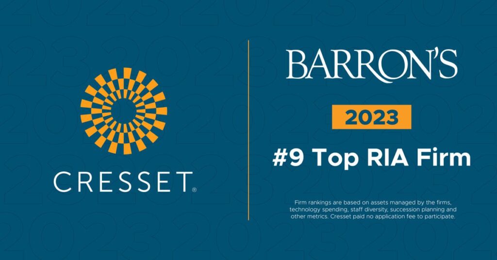 Cresset Rises to #9 in Barron’s List of the Top 100 RIA Firms
