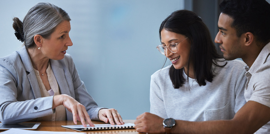 A couple gets advice from a specialist